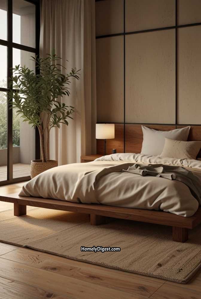 14. Japandi Bedroom with Tatami Style Bed