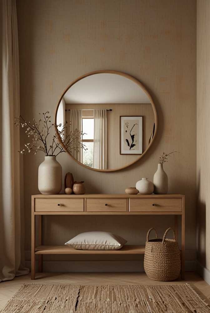 16. Japandi Hallway with Sleek Minimalism