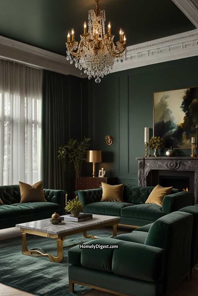 16. Sage Green Living Room with High End