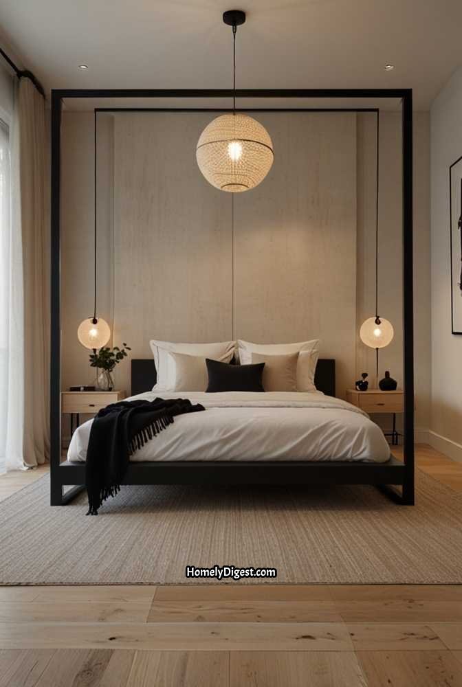17. Minimalist Bedroom with Canopy Bed