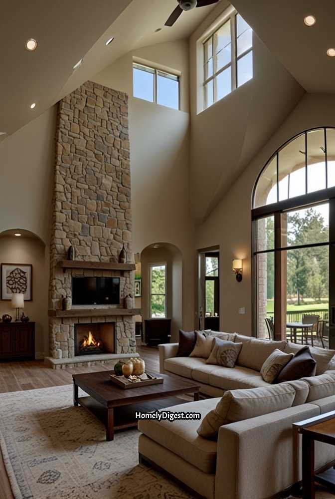18. High-Vaulted Tray Ceiling for a Spacious Feel