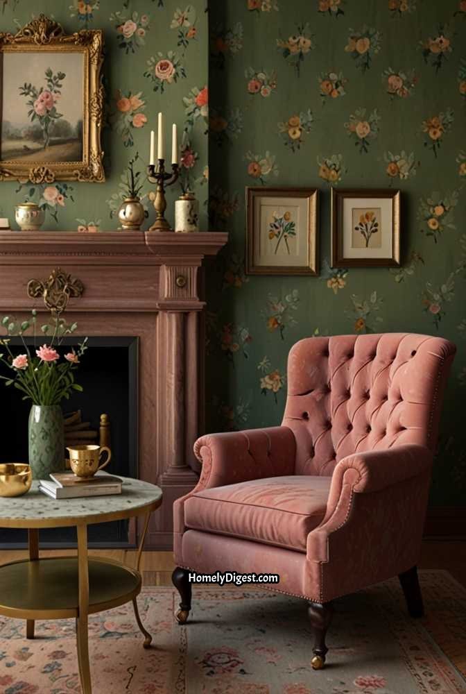 18. Sage Green Living Room with Vintage Charm