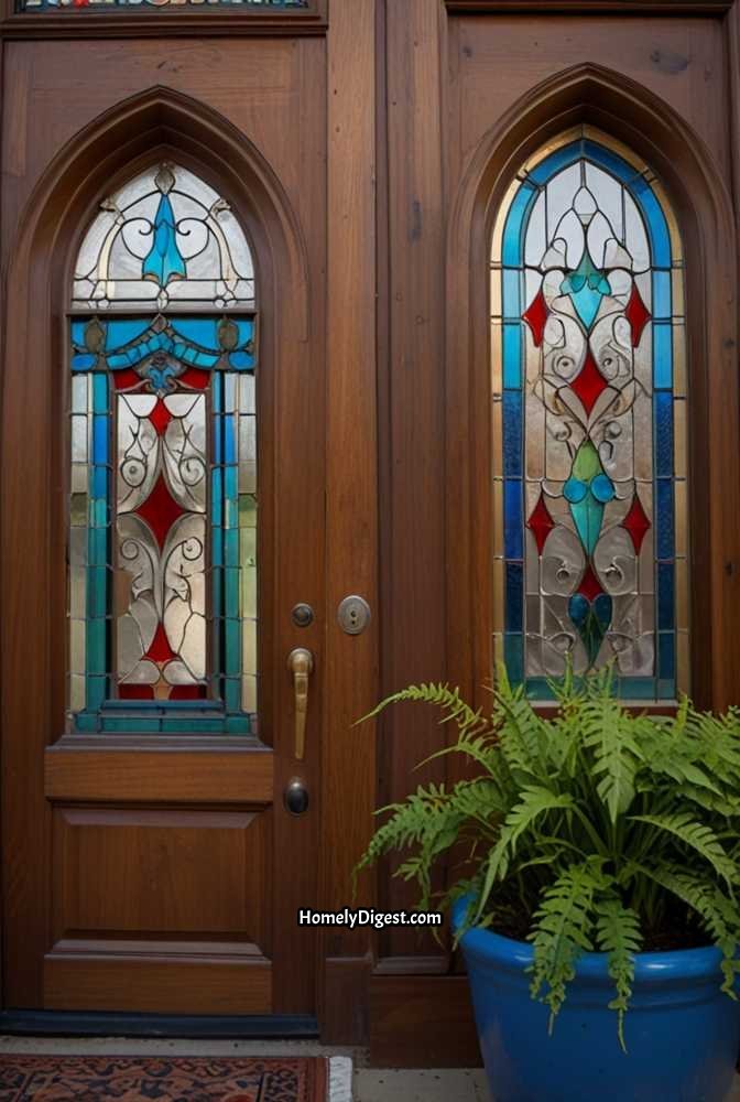 18. Stained Glass Front Door with Vintage Appeal