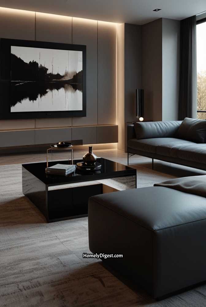19. Minimalist Floating TV Wall with LED Backlighting