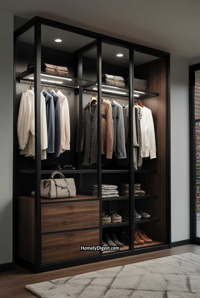 2. Modern Walk-In Closet with Glass Doors