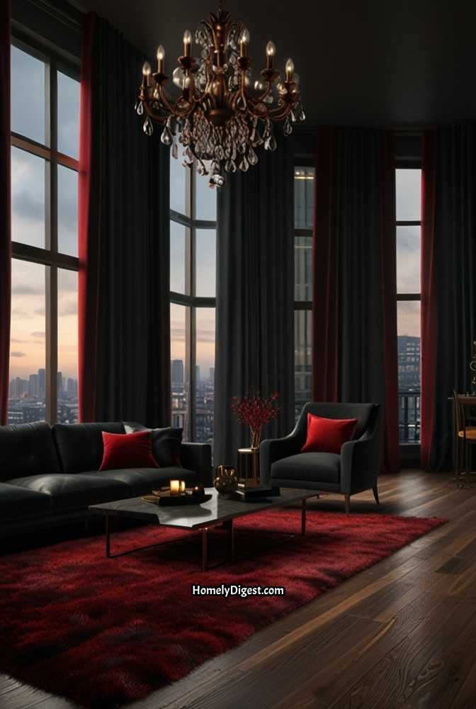 20. Bold Red Curtains for a Dramatic Flair