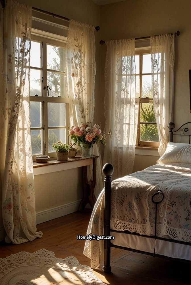 20. Lace Curtains for a Vintage Charm