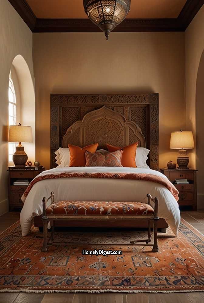 21. Earthy Bedroom with a Moroccan Touch
