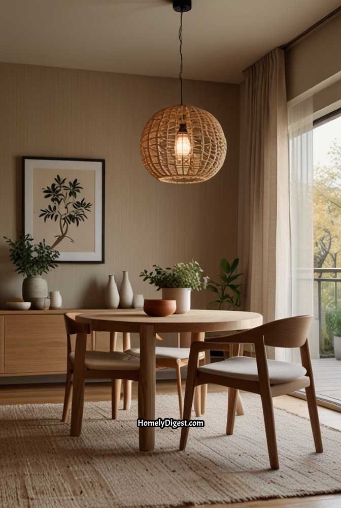 21. Japandi Dining Room with Earthy Tones