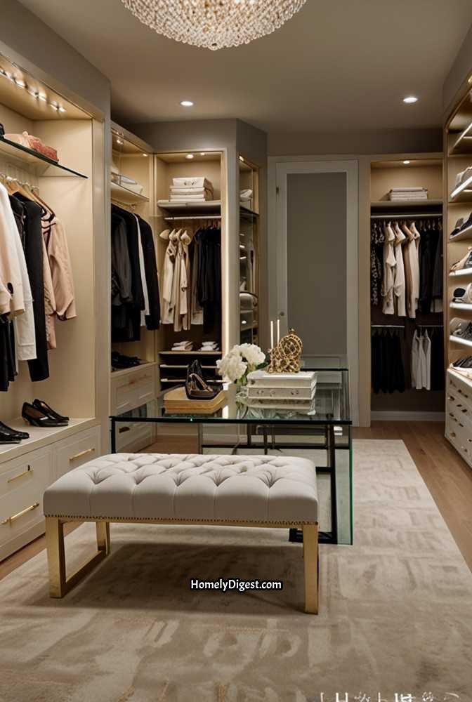 22. Small Walk-In Closet with Glass Display Cases