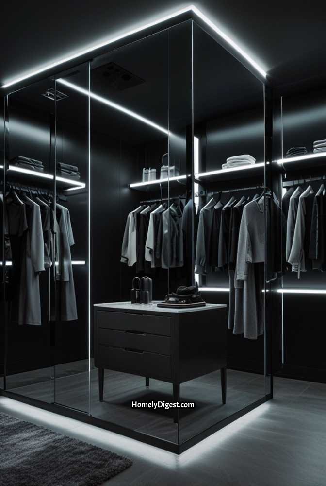 25. High-Tech Walk-In Closet with Smart Features