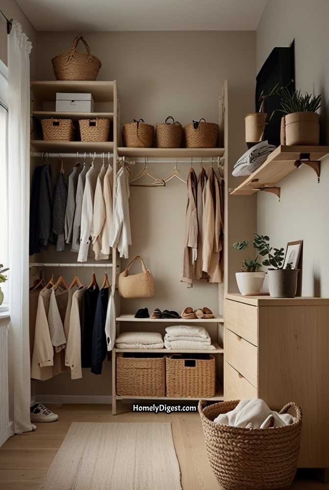 3. Cozy Scandinavian Walk-In Closet with Soft Lighting