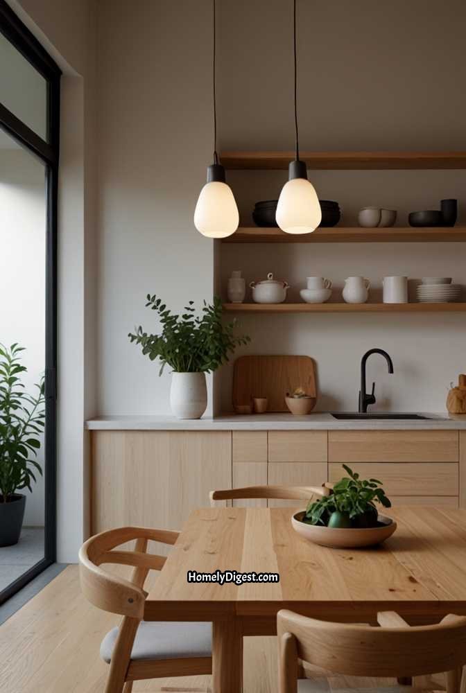 3. Japandi Kitchen with Clean Lines and Natural Materials