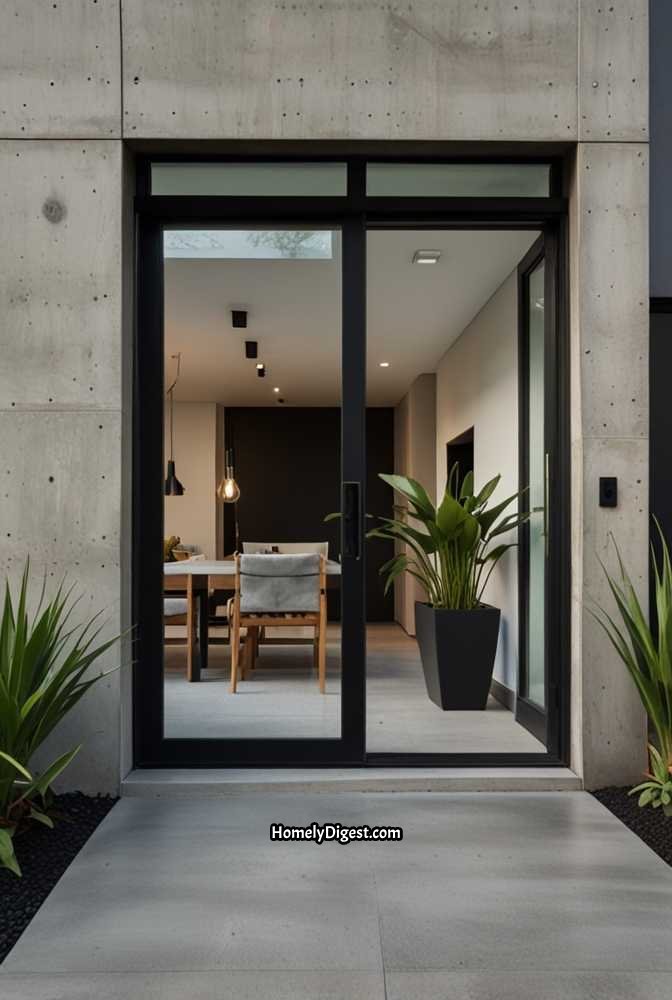3. Modern Glass Front Door with Black Steel Frame
