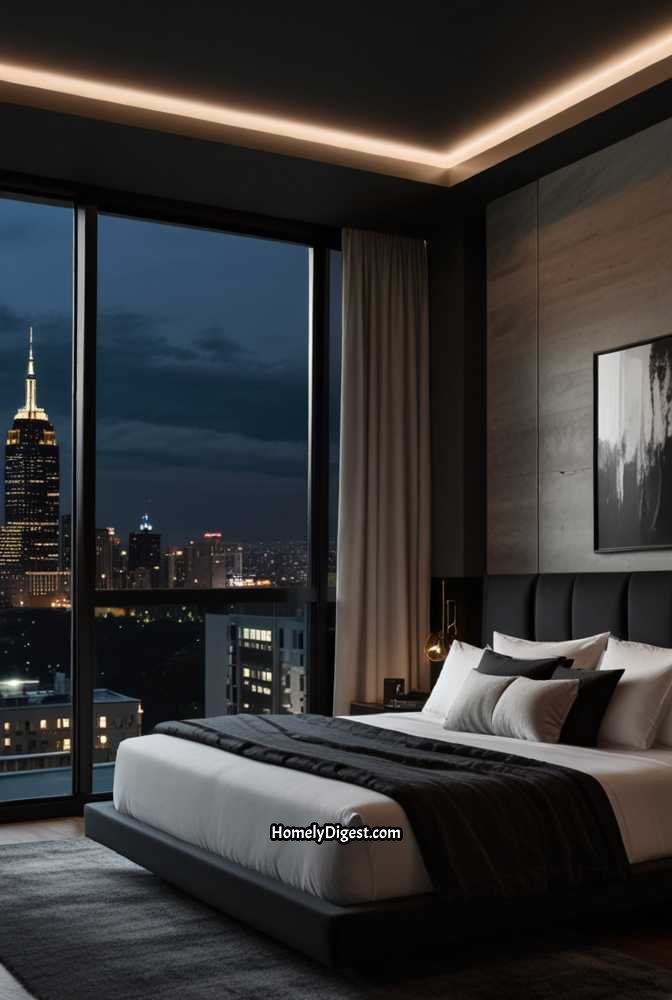 4. Modern Black Tray Ceiling for a Bold Statement