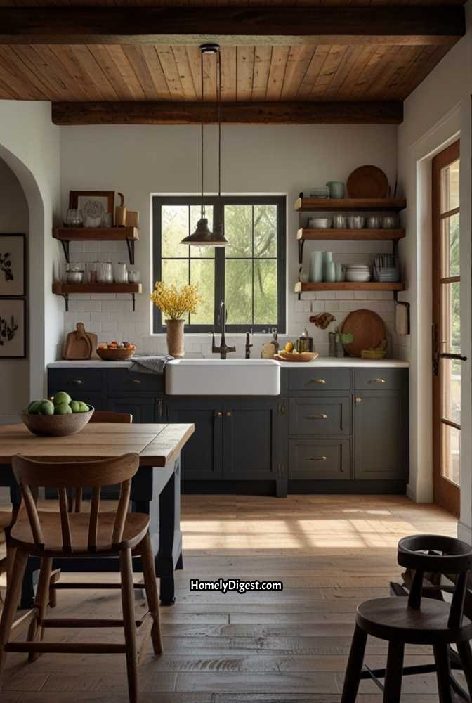4. Wooden Beam Ceiling for a Rustic Charm