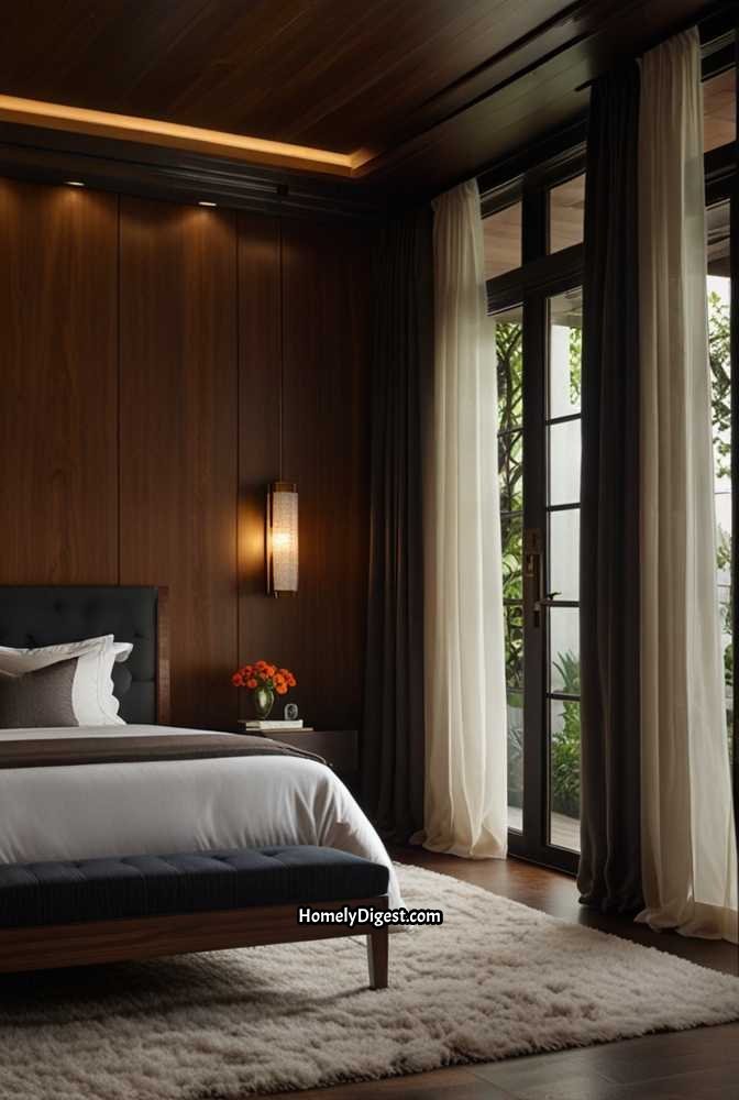 7. Dark Wood Ceiling for a Cozy Retreat
