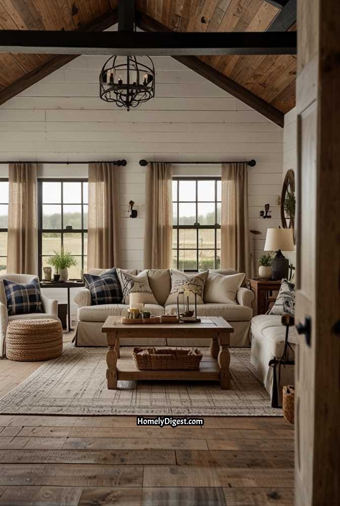 7. Farmhouse-Inspired Living Space