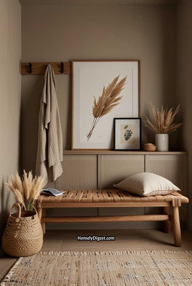 8. Japandi Entryway with Functional Simplicity