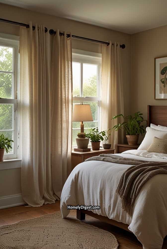 9. Neutral Toned Curtains for a Calming Effect