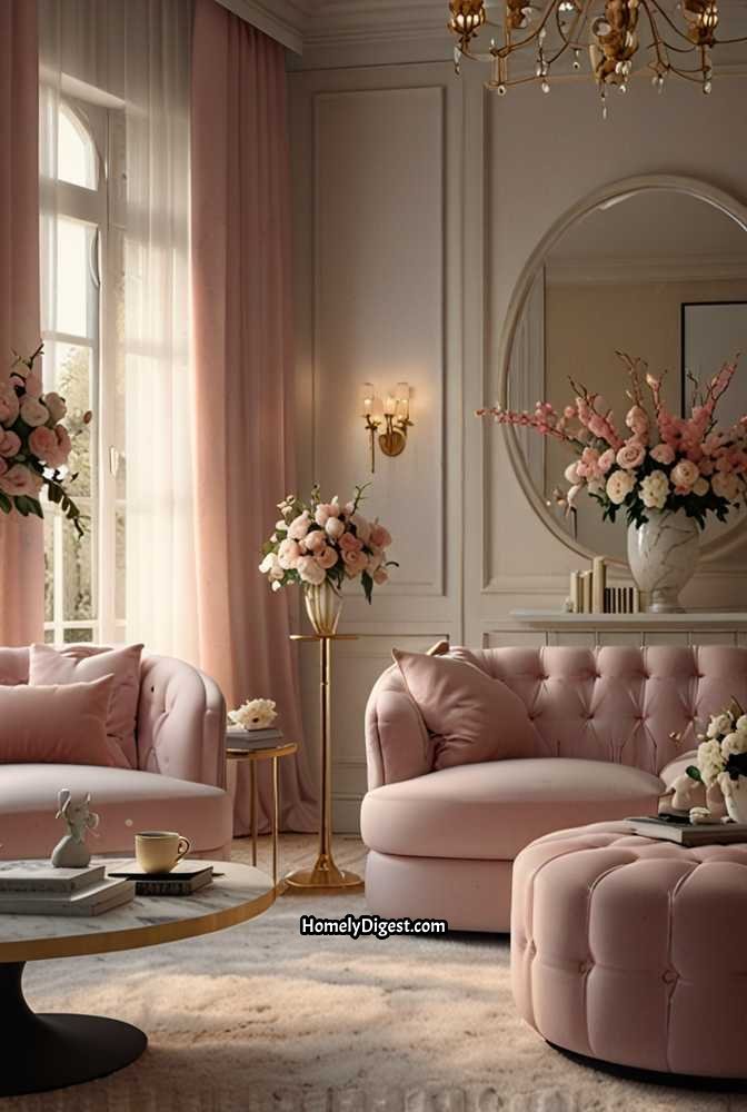 9. Pastel Pink Curtains for a Soft Feminine Touch