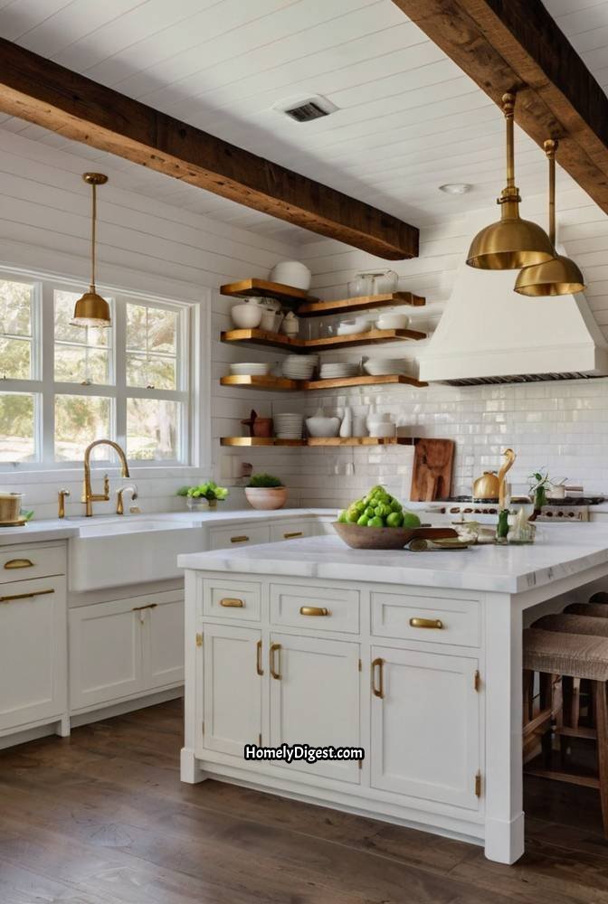 1. Bright and Airy Farmhouse Kitchen with White Shiplap Walls