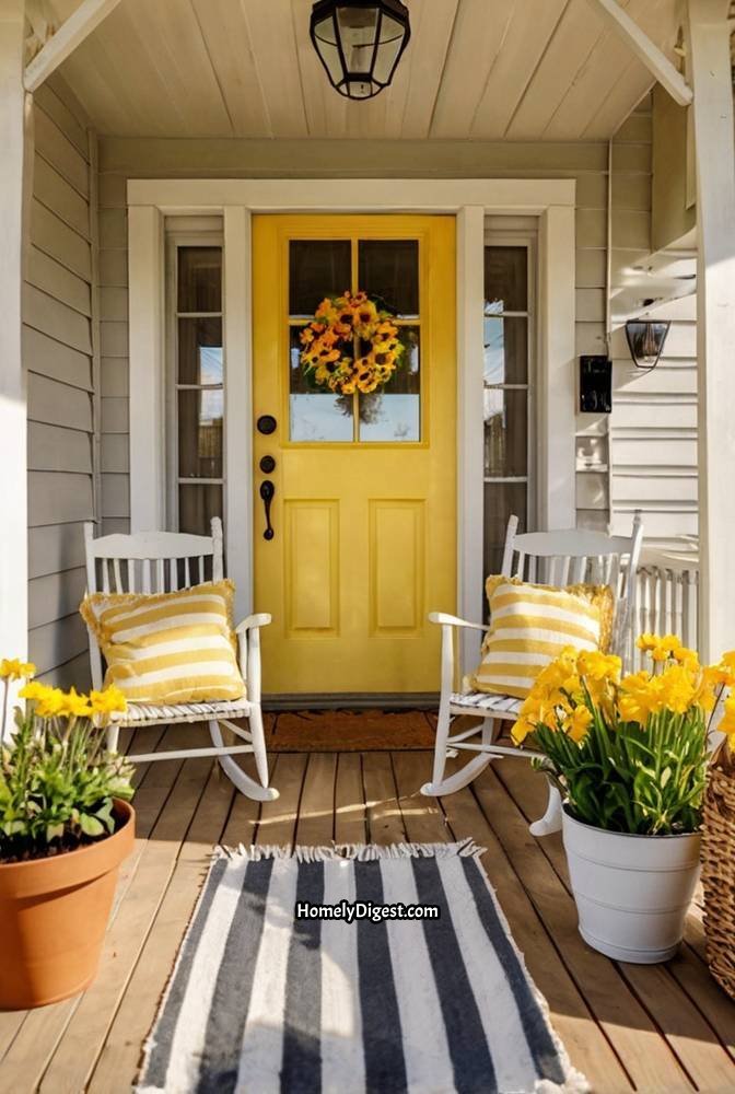 12. Cheerful Yellow Themed Spring Porch