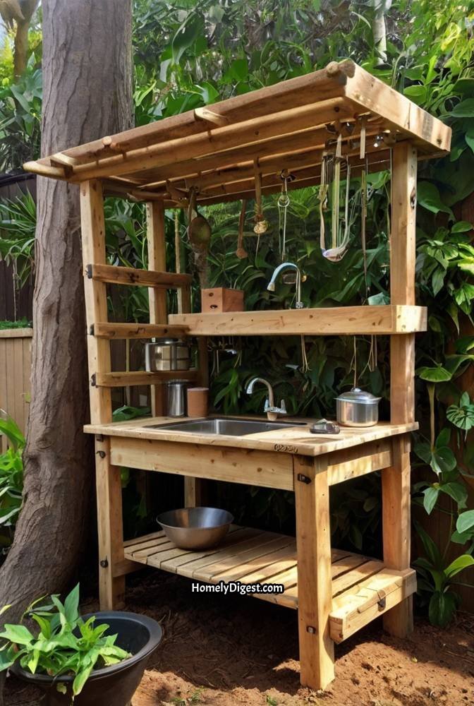 14. Treehouse Mud Kitchen with Elevated Countertops