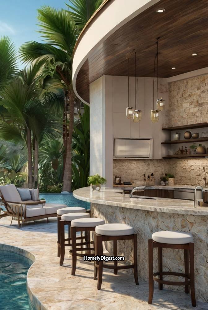 15. Poolside Outdoor Kitchen with Swim Up Bar