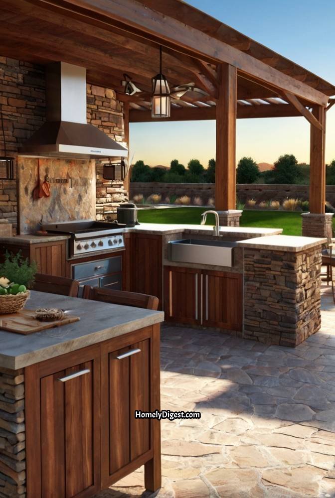 18. Outdoor Kitchen with a Built In Smoker for BBQ Lovers