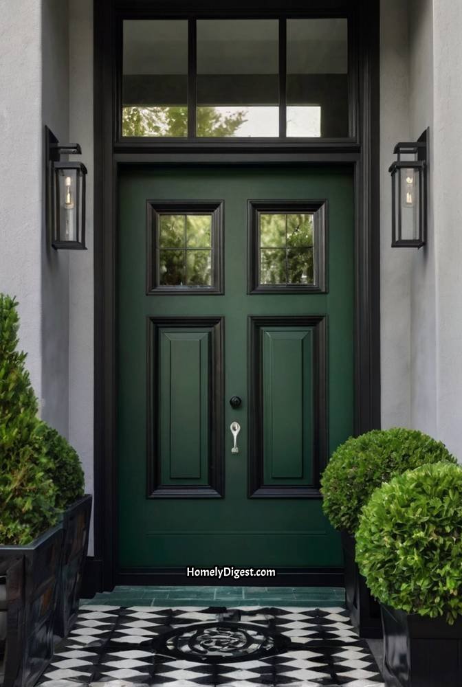 2. Bold Emerald Green Door with Black Trim
