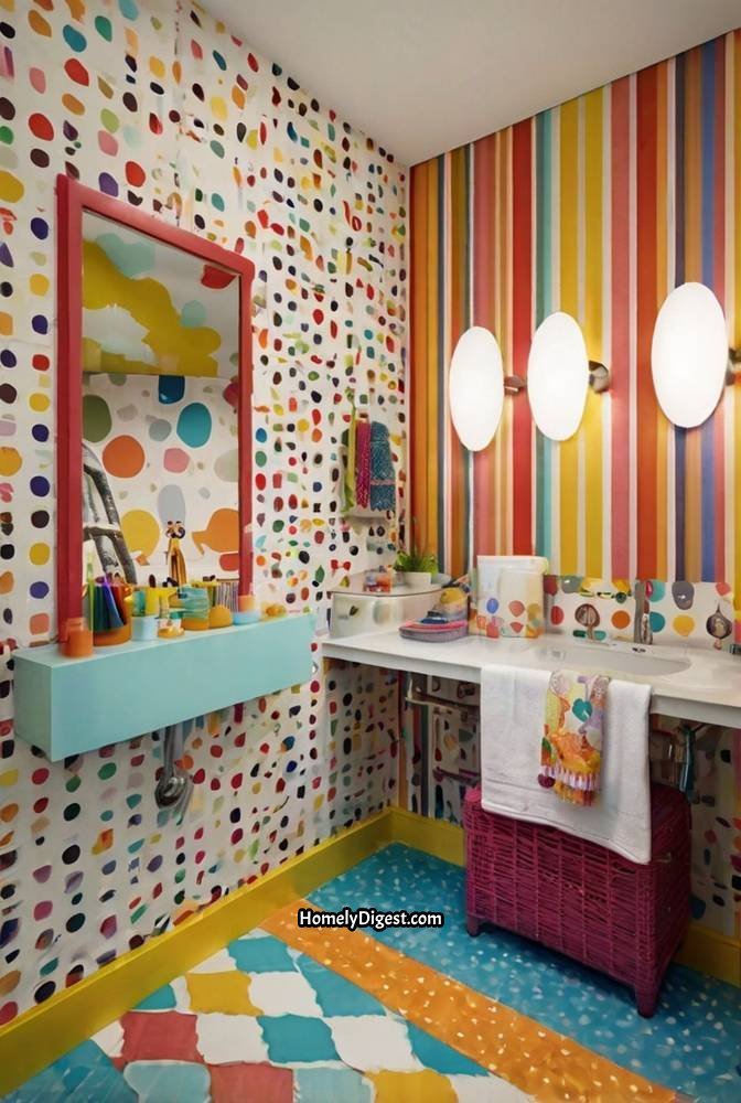 2. Cheerful Rainbow Themed Bathroom for Kids