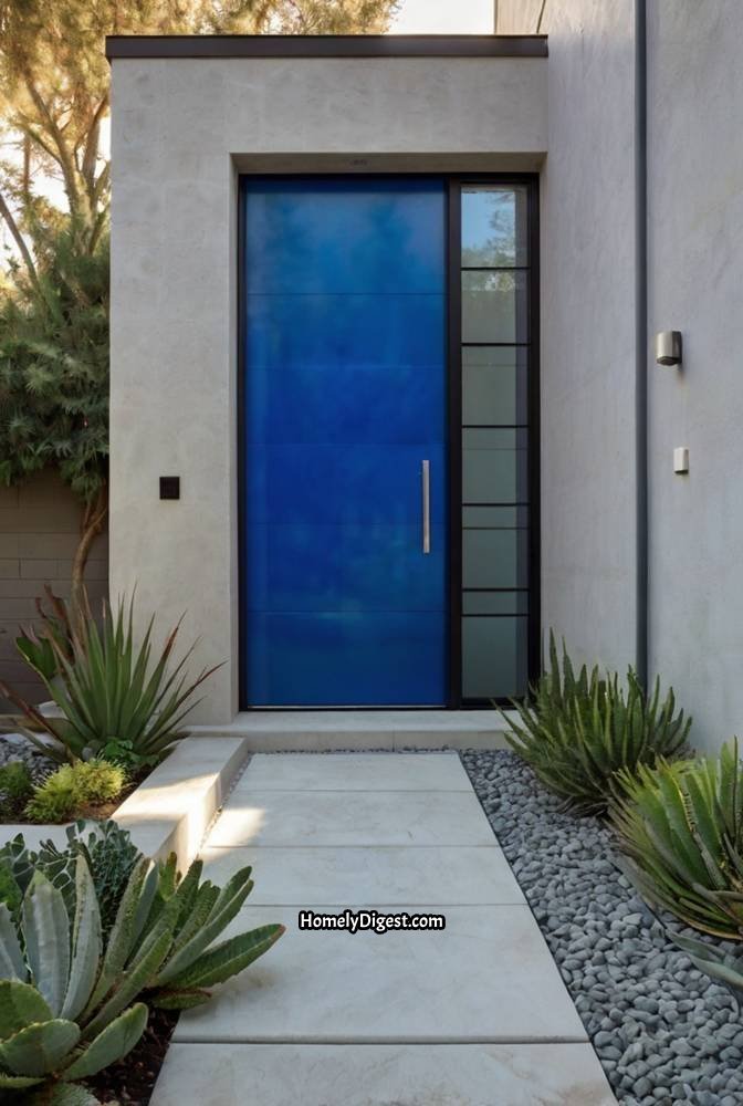 2. Cobalt Blue Door with Modern Glass Panels