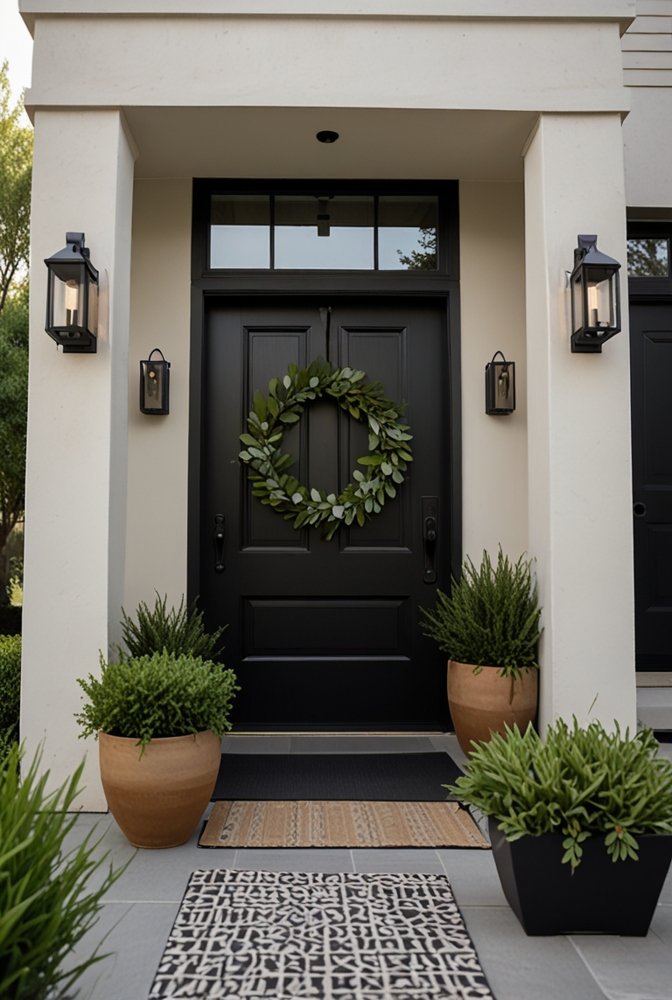 20. Minimalist Modern Porch with Sleek Spring Accents