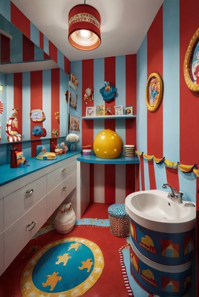 21. Circus Themed Kids Bathroom for E