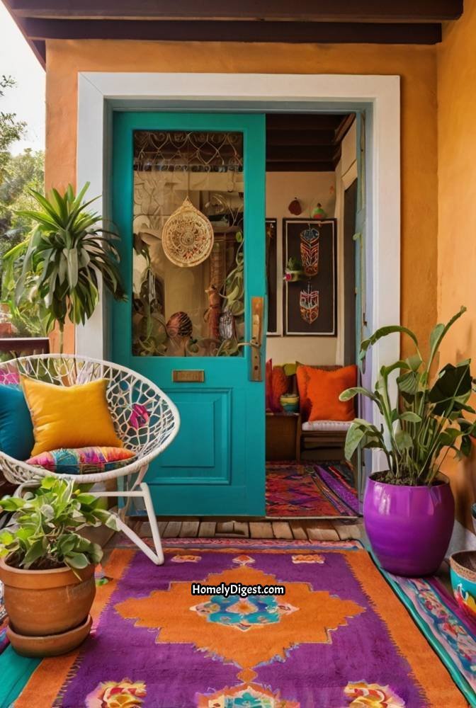 21. Eclectic Porch with Bold Spring Colors