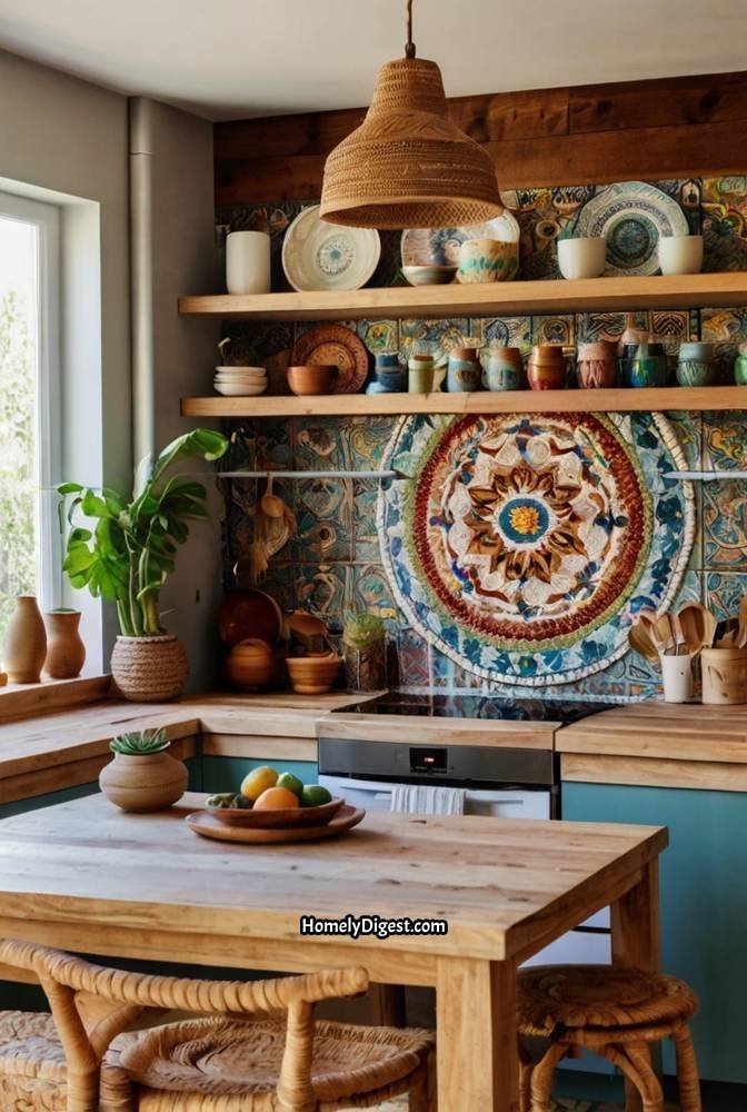 22. Bohemian Kitchen with Artistic Flair