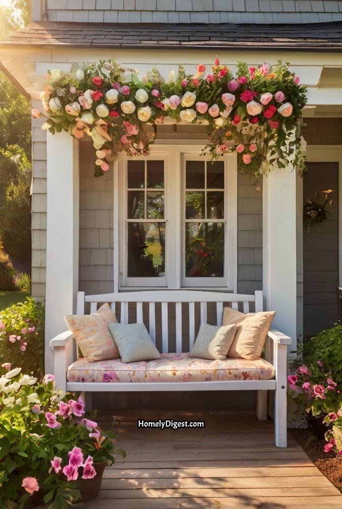 3. Cozy Cottage Porch with Floral Garland