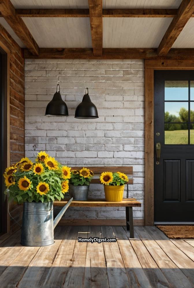 3. Farmhouse Porch with Galvanized Metal Accents