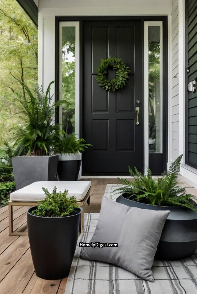 4. Modern Minimalist Porch with Greenery