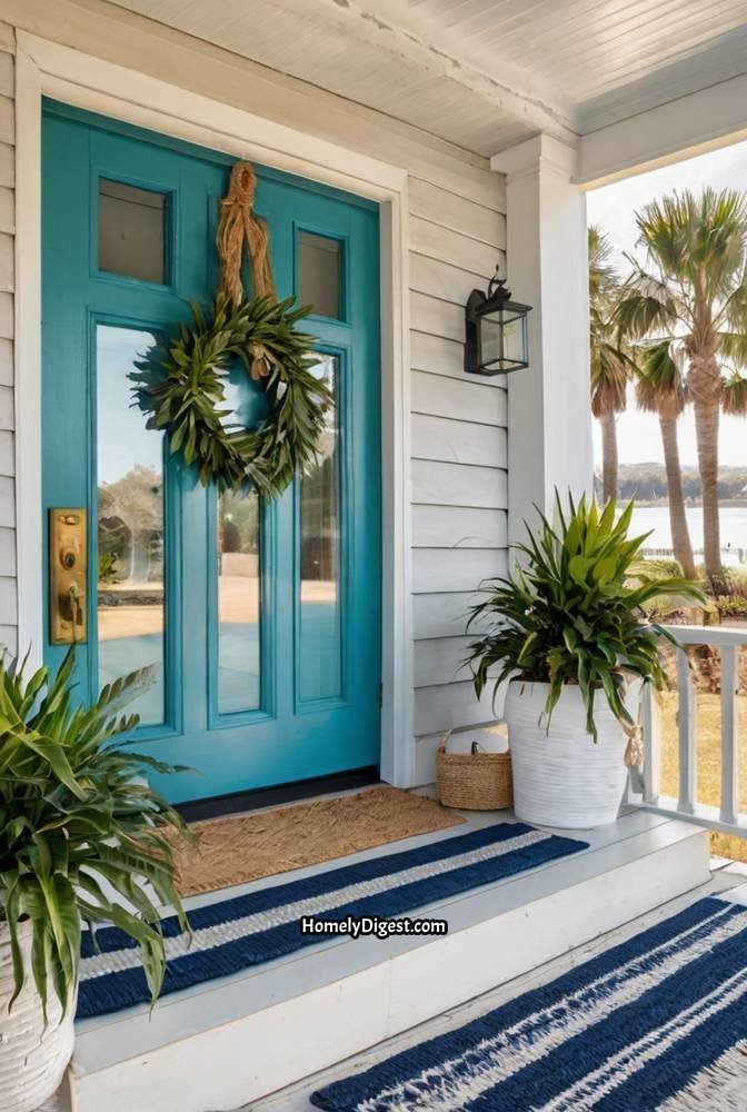 4. Teal Blue Door with Coastal Vibes