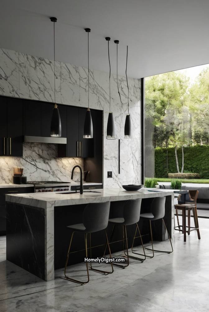 5. Contemporary Kitchen with Black and White Contrast