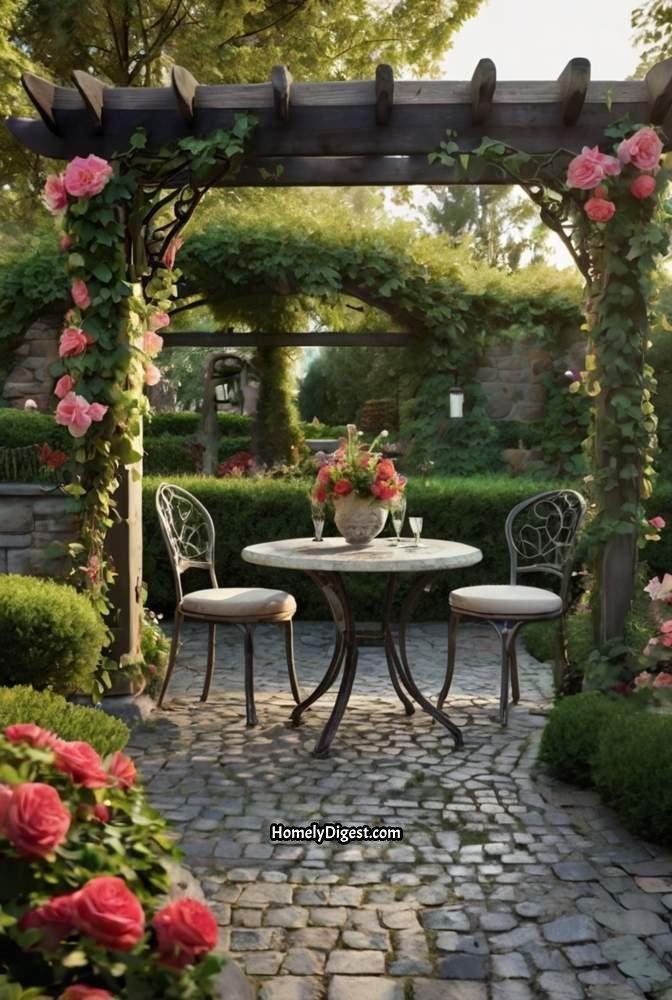 5. Garden Patio with Cobblestone Pavers