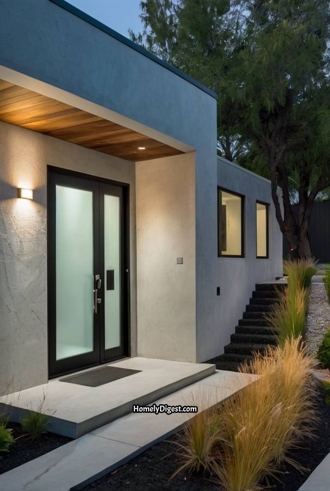 5. Modern Hunter Green Door with Frosted Glass Panels