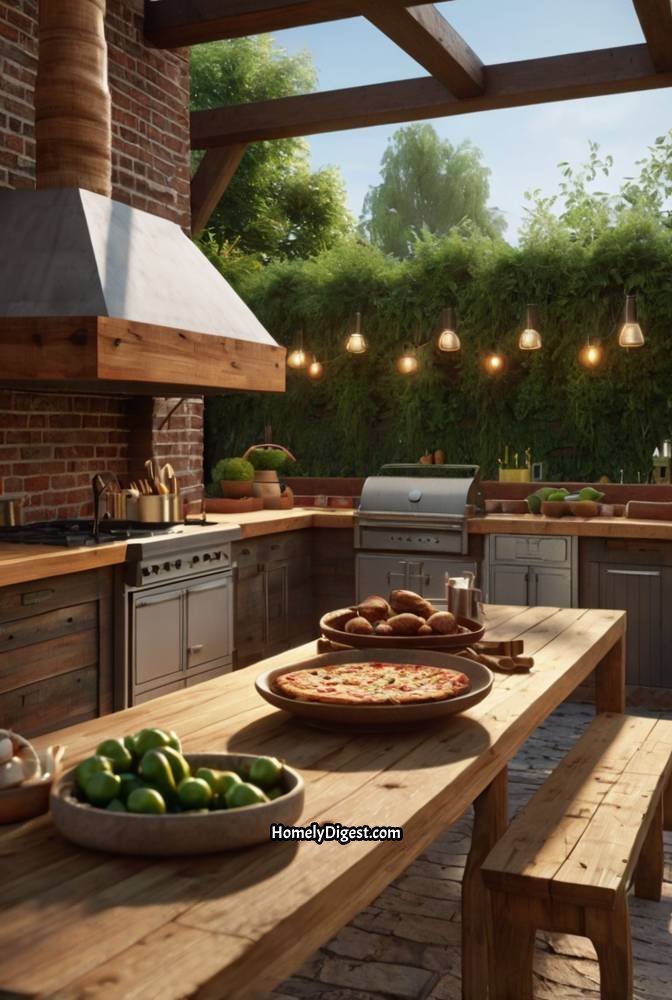 5. Outdoor Kitchen with a Built In Pizza Oven