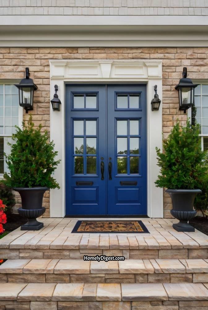 5. Royal Blue Door with Black Shutters