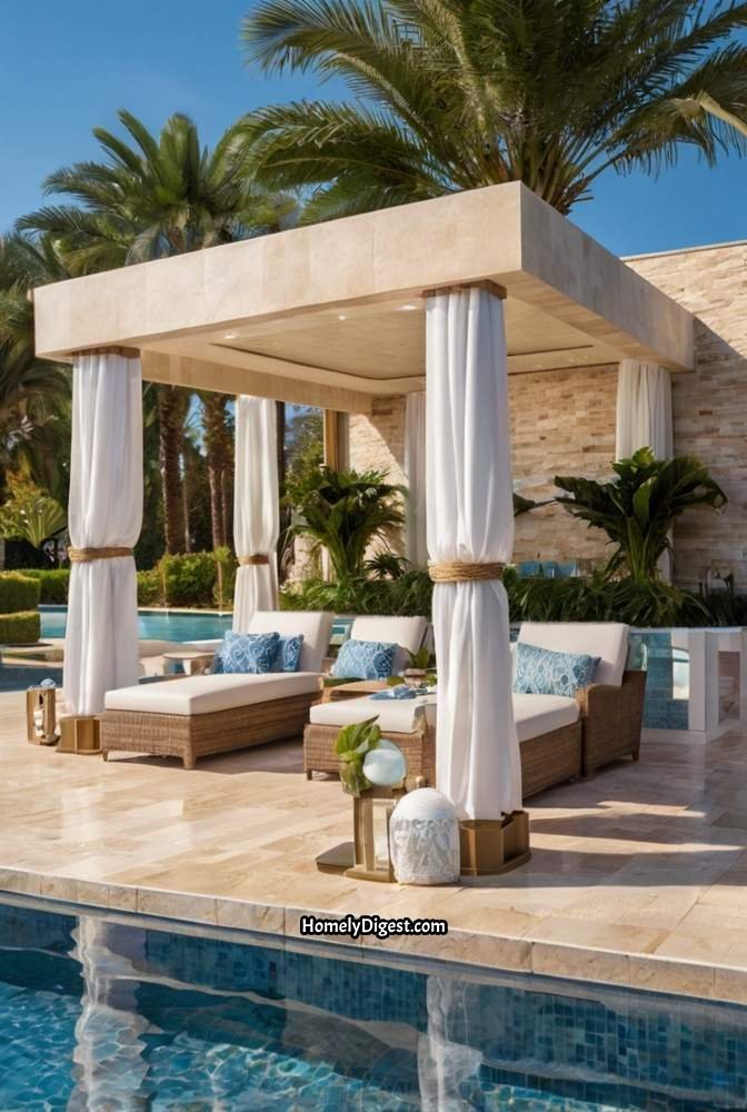 6. Poolside Patio with Travertine Pavers