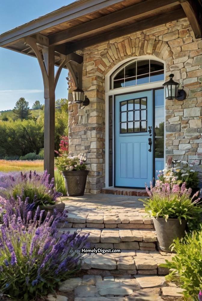6. Sky Blue Front Door with White Trim