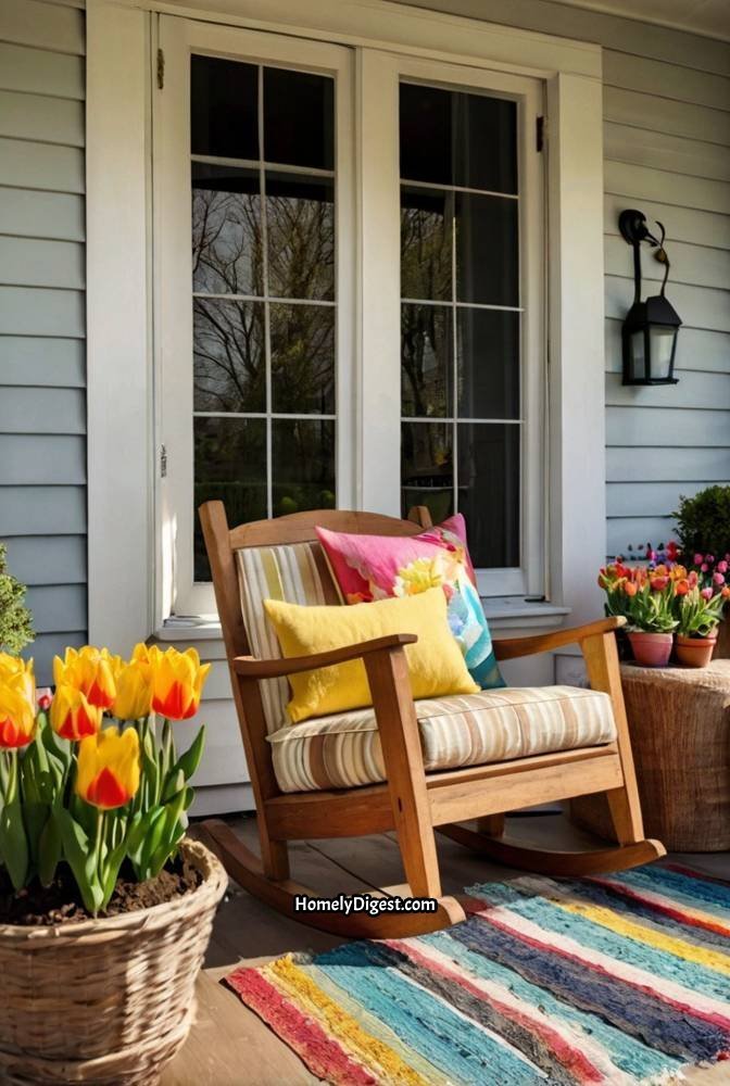 6. Vibrant Porch with Colorful Spring Blooms