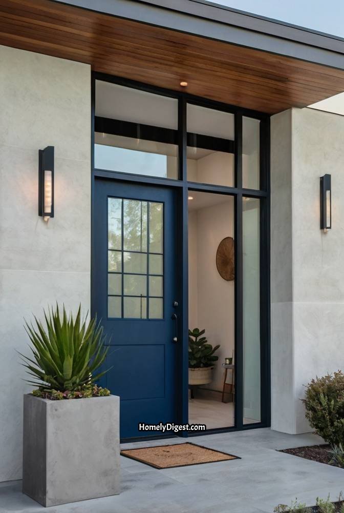 7. Deep Blue Door with Modern Matte Finish